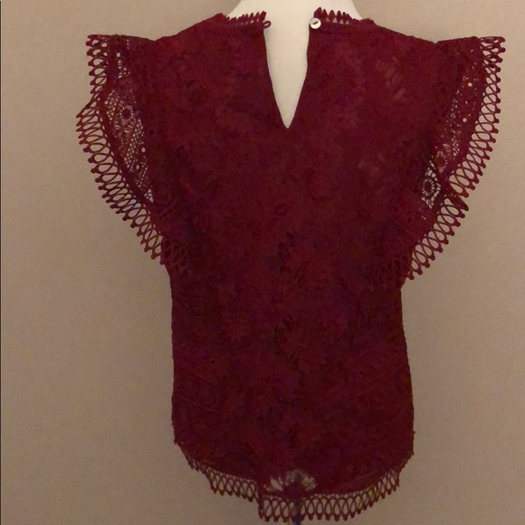 Cranberry red guest editor top. Gorgeous lace! - Picture 5 of 5